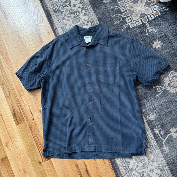 REI Vintage Blue Microplaid Short Sleeve Button Down Shirt Large - Picture 1 of 6